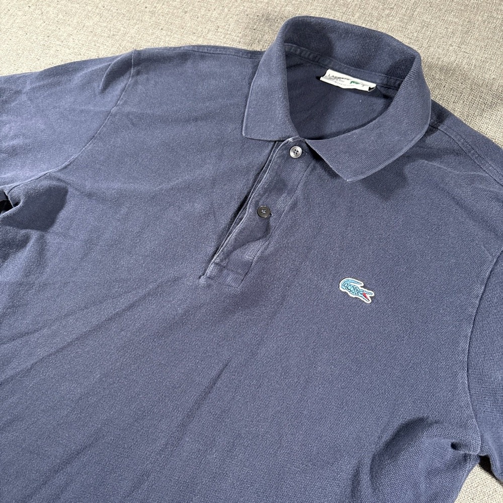 Lacoste Polo Shirt Mens Size 5 Large Navy Blue J.Crew Collab Pique Short Sleeve